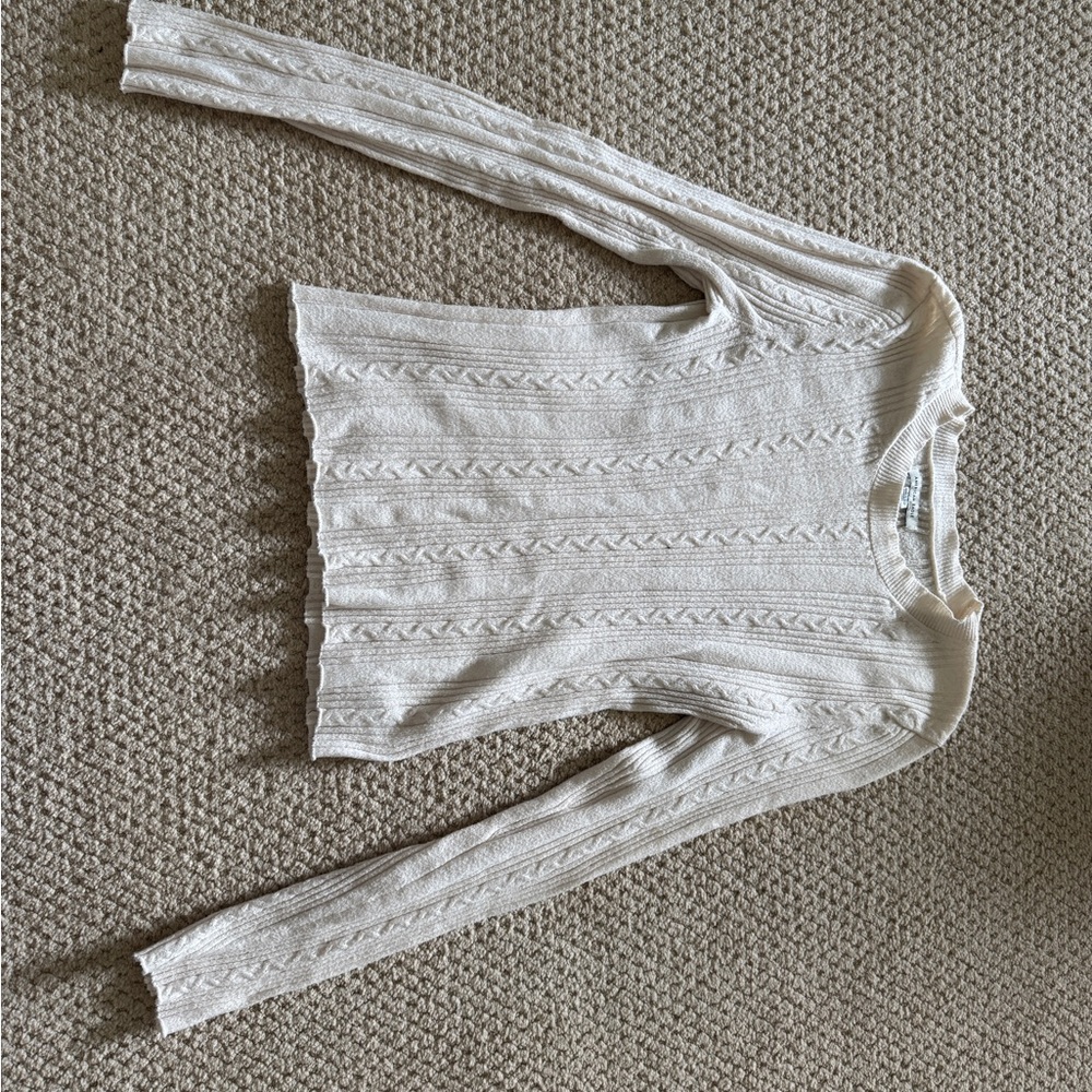 Cream/Off-white AE Cable Knit Sweater